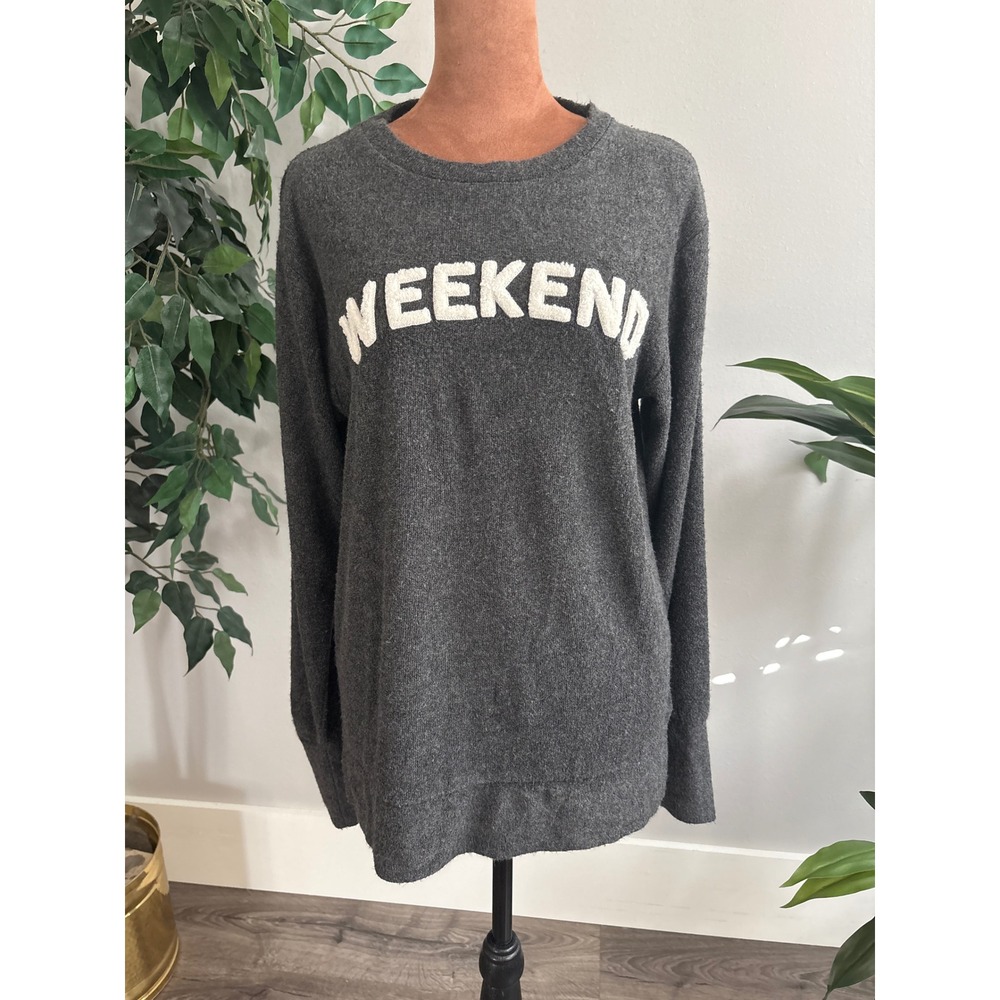 ROYCE BRAND Womens Gray WEEKEND‎ Graphic Sweatshirt Pullover Long Sleeve Size M